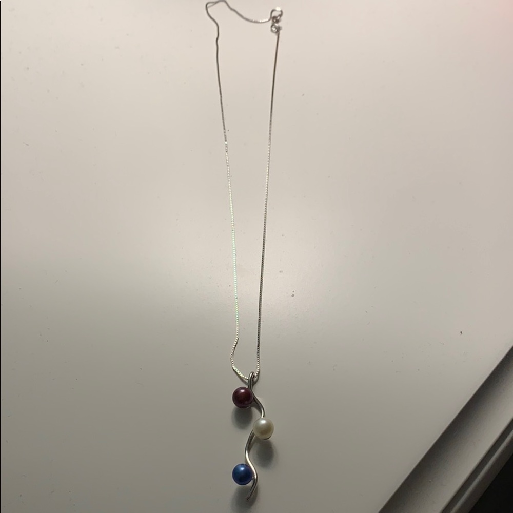 Pearl Necklace - worn once - sterling silver chain